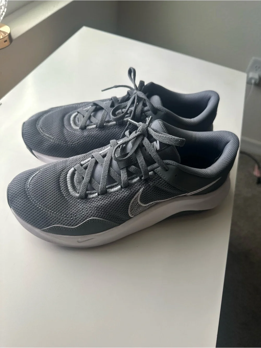 Nike Grey Mesh Athletic Sneakers - Grey/White